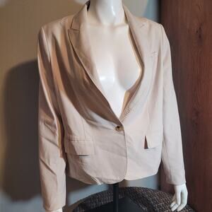 ANNE KLEIN Cream Blazer Jacket Sz 12 Career Minimalist Quietlux Neutral Workwear